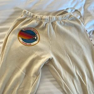 Cream Aviator Nation sweatpants